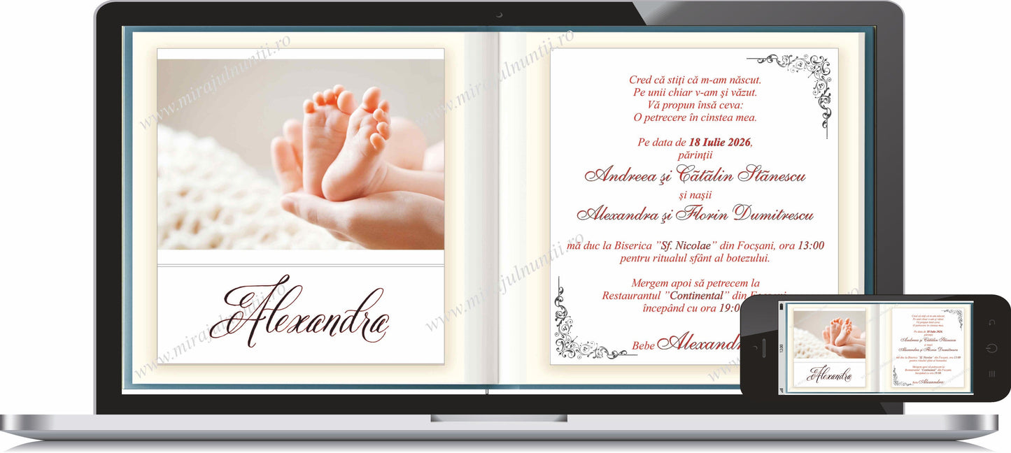 Invitatie BOTEZ Digitala - cod 6033 - MirajulNuntii.ro