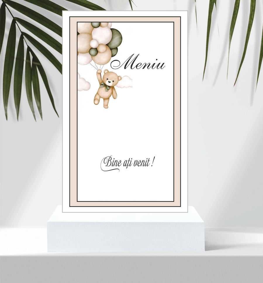 Meniu botez pliat tip carte cod Deluxe-9002