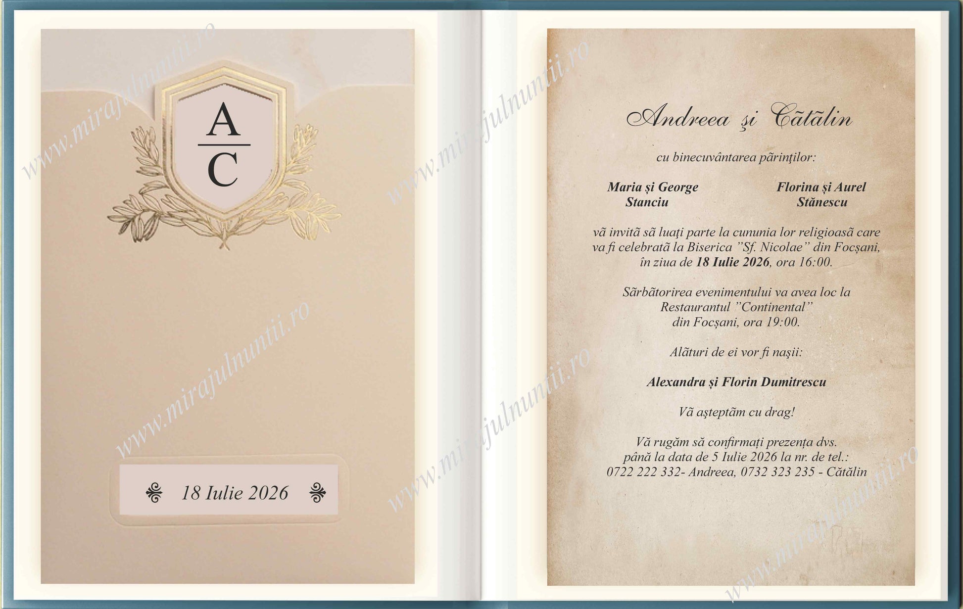 Invitatie NUNTA Digitala - cod 9198 - MirajulNuntii.ro