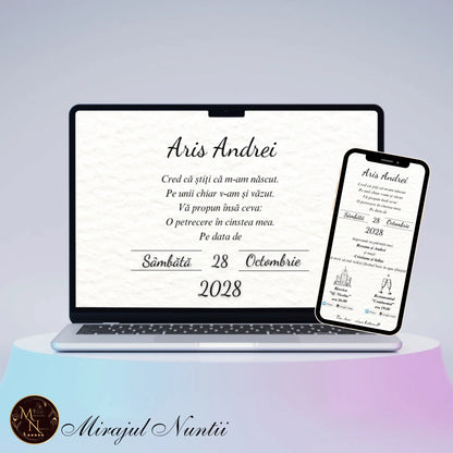 Invitatie On-Line Botez Grafică Personalizată - MirajulNuntii.ro