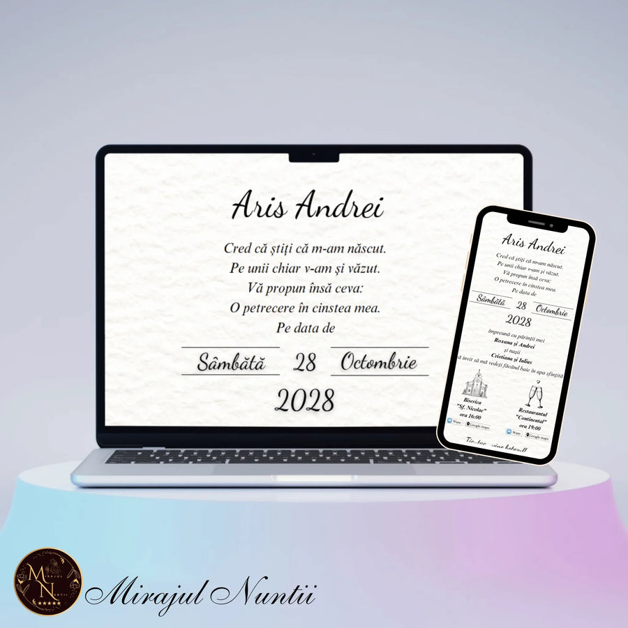 Invitatie On-Line Botez Grafică Personalizată