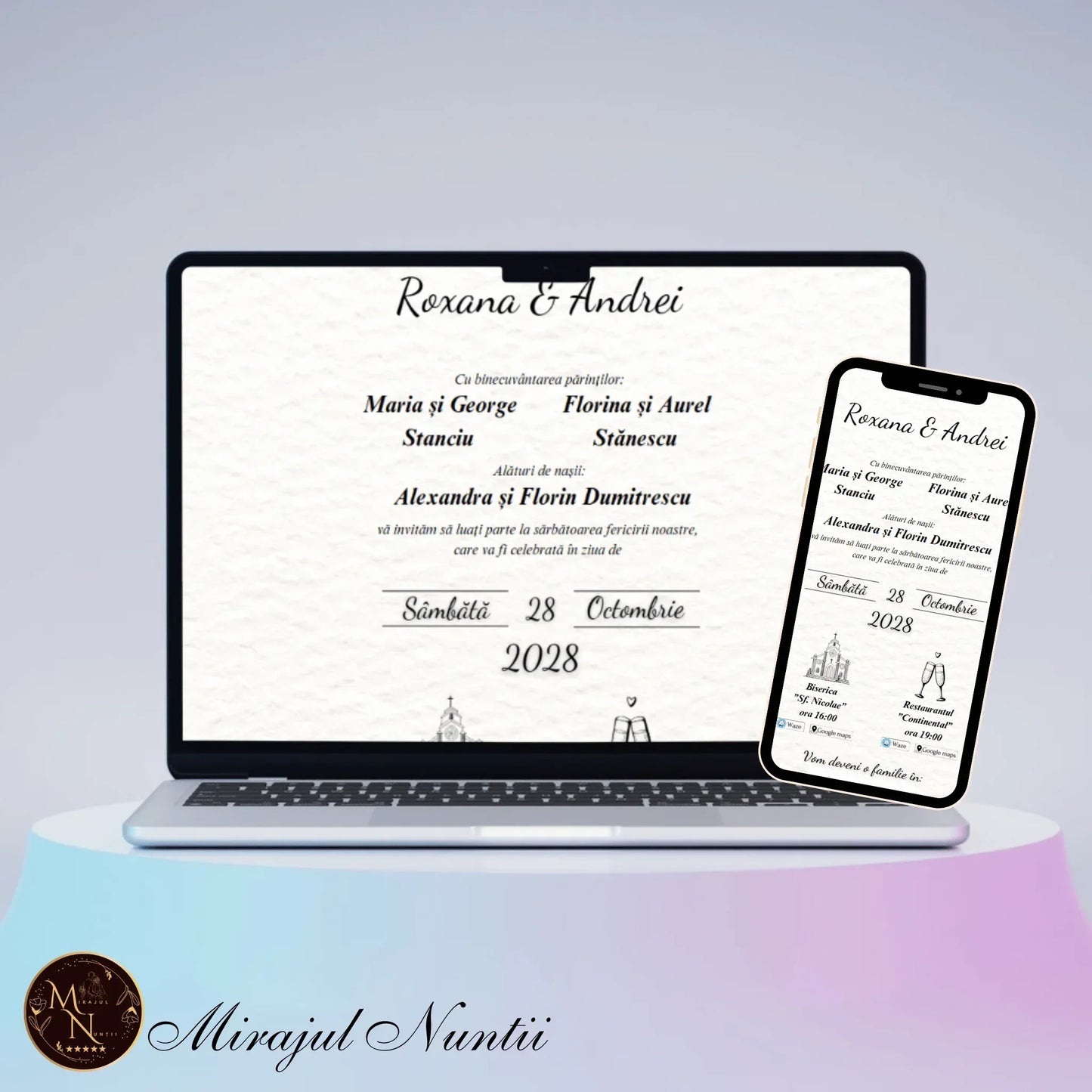 Invitatie On-Line Nuntă Grafică Personalizată - MirajulNuntii.ro