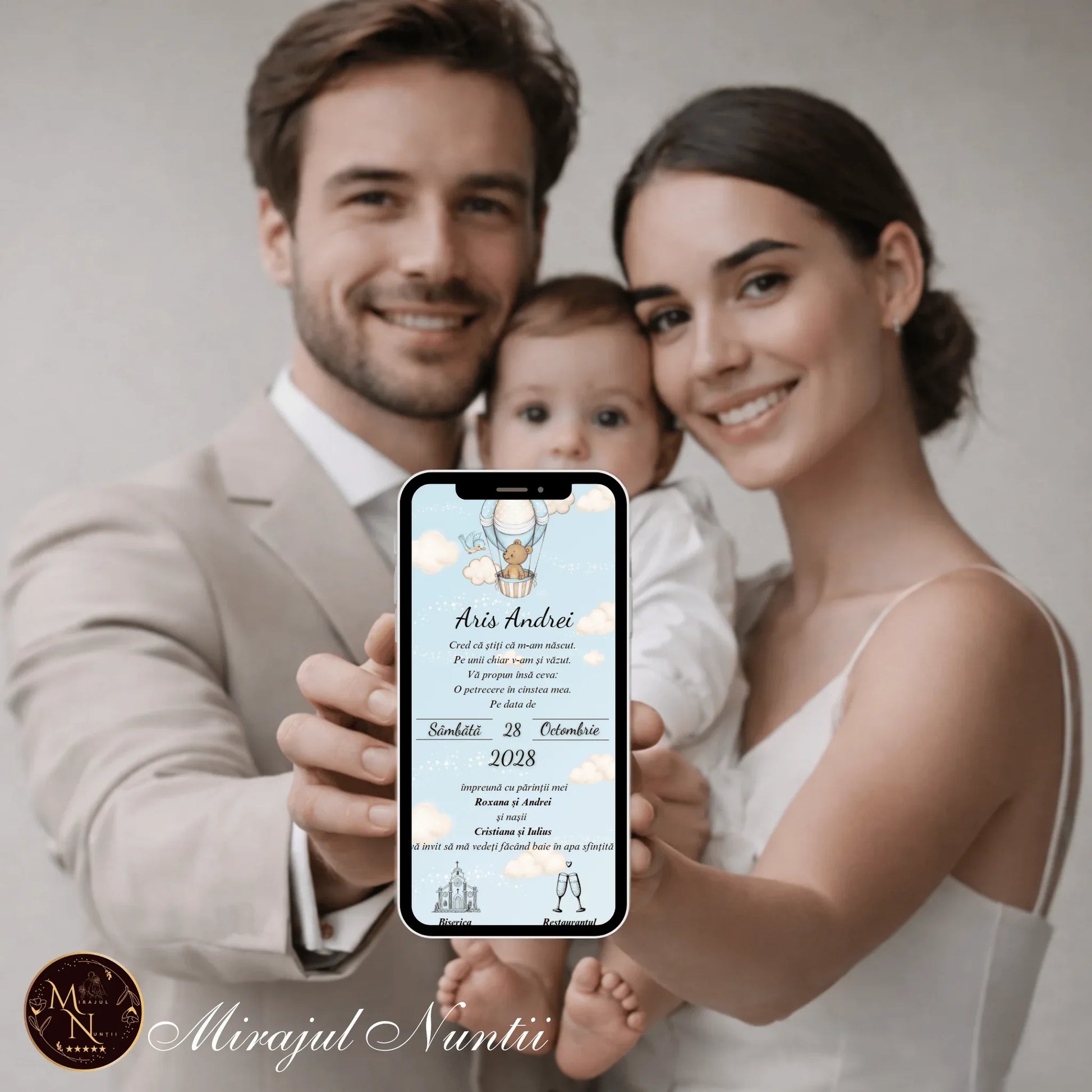 Invitatie On-Line Botez cod CB.1 - MirajulNuntii.ro