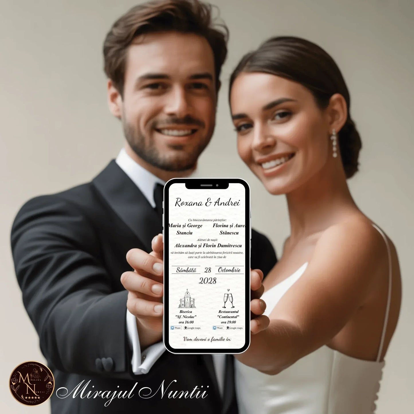 Invitatie On-Line Nuntă Grafică Personalizată - MirajulNuntii.ro