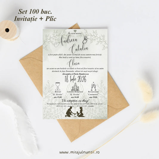 Set 100 buc. Invitații + Plic Magnific 10015 - MirajulNuntii.ro