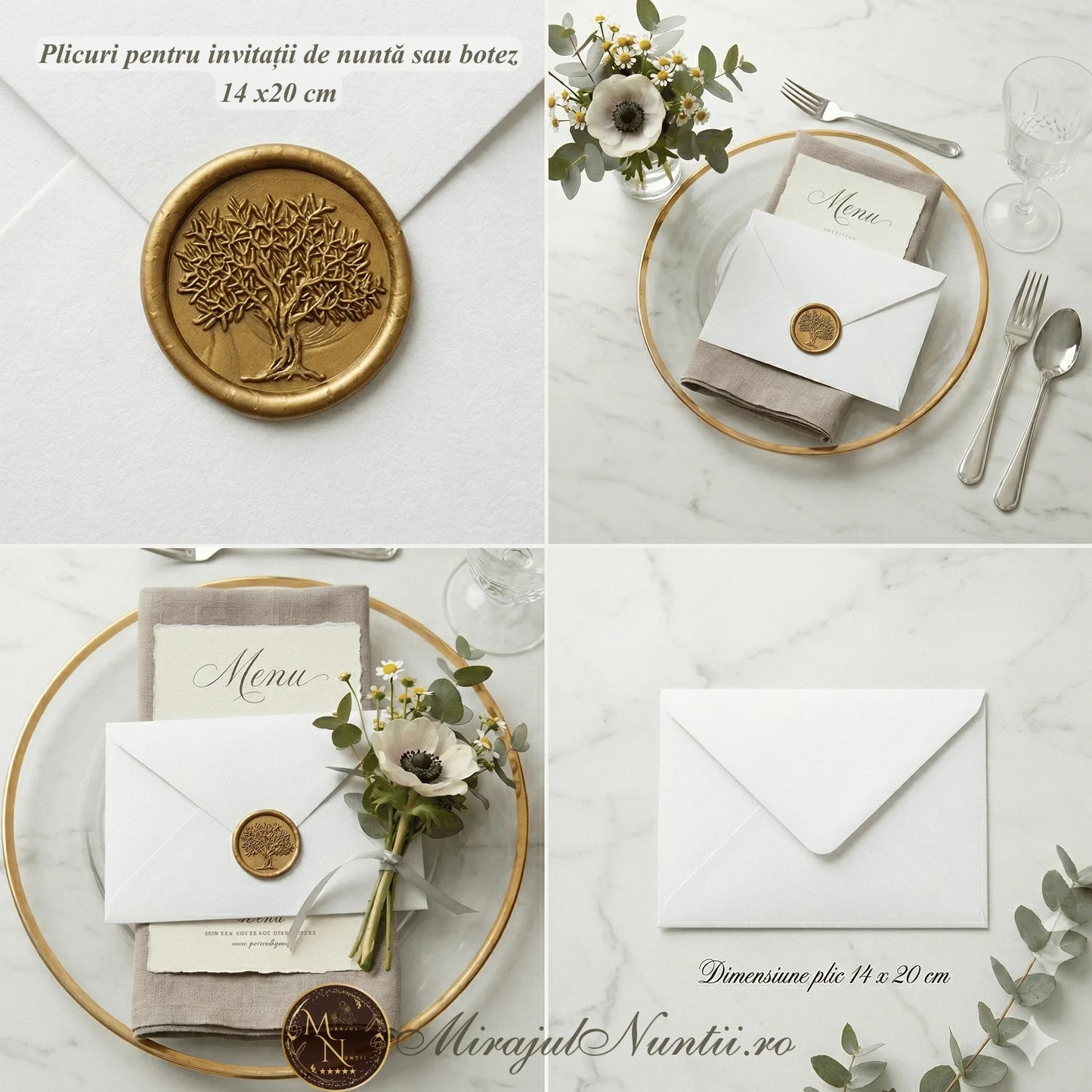 Plic Invitatie - z005 14x20 cm, 120gr. alb - orizontal