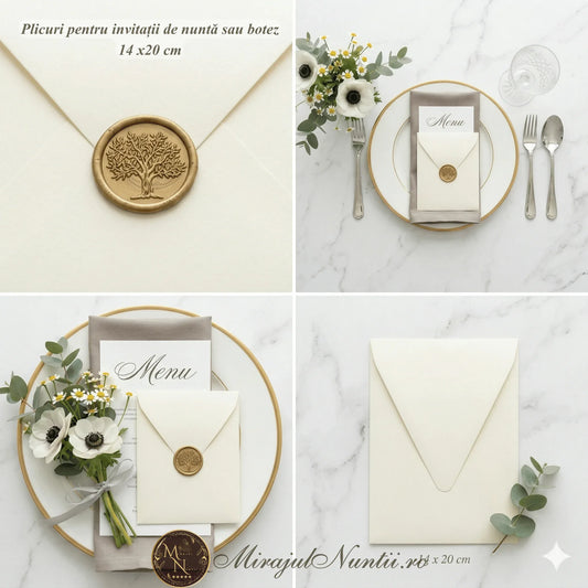 Plic Invitatie - z9262 14x20 cm, 120 gr. crem mat -vertical