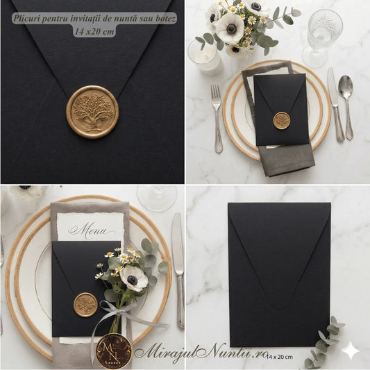 Plic Invitatie - z9192 14x20 cm, 160 gr. negru -vertical