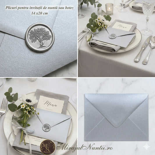 Plic Invitatie - z007 14x20 cm, 120gr. alb satinat - orizontal
