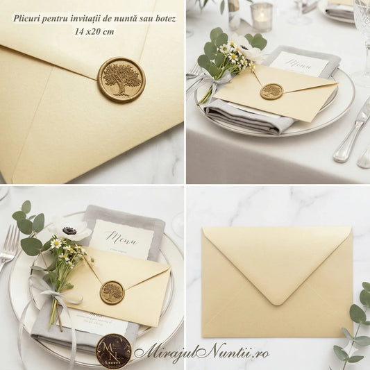 Plic Invitatie - z008 14x20 cm, 120gr. crem satinat - orizontal