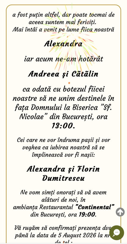 Invitatie On-line Nunta si Botez cod NB01