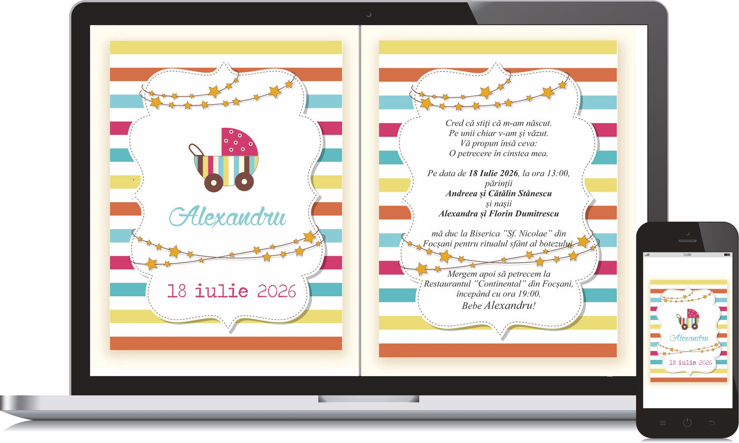 Invitatie BOTEZ Digitala - cod 6001 - MirajulNuntii.ro