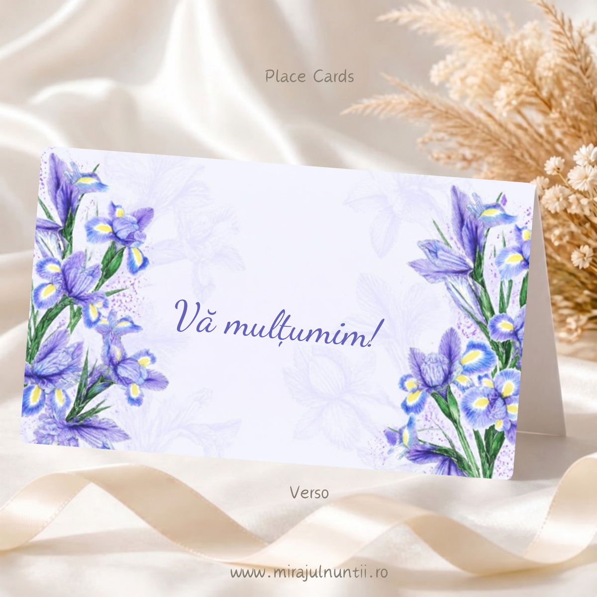 Plic de bani botez personalizat B.16-20016, verso, cu iriși mov și mesajul Vă mulțumim!