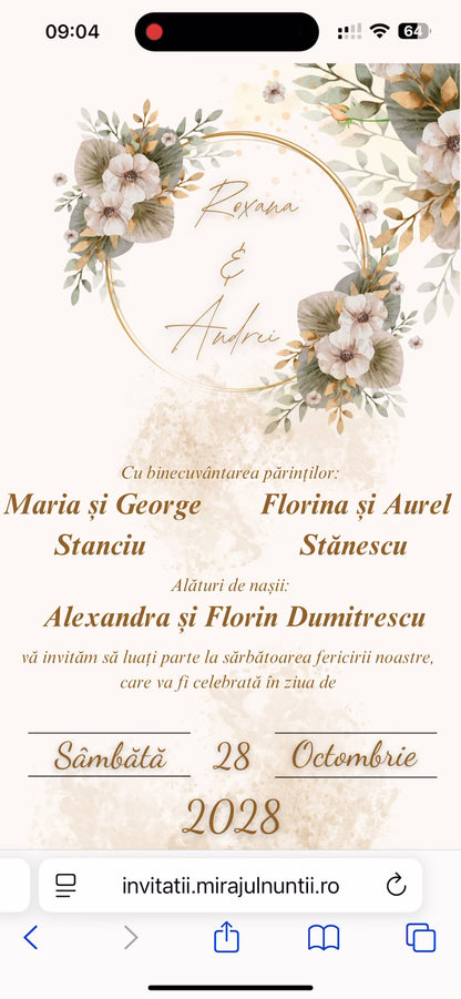 Invitatie On-Line Nunta cod CV.18