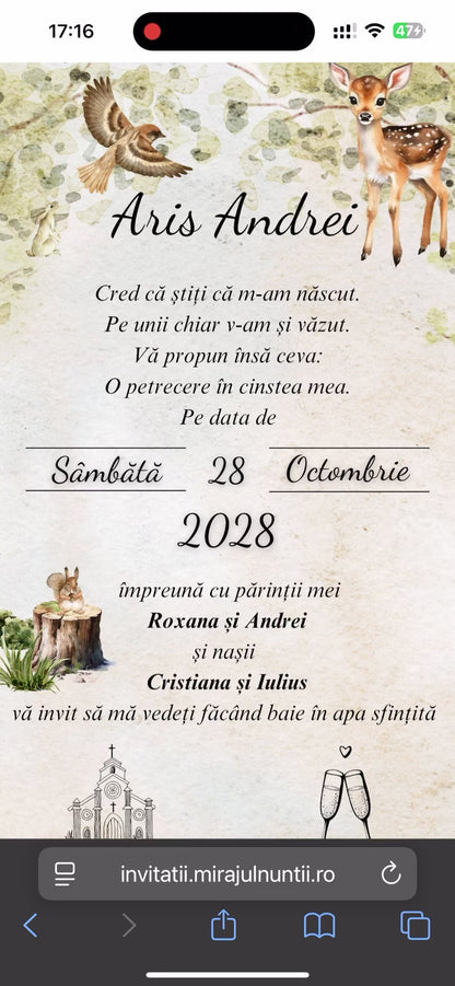 Invitatie On-Line Botez cod CB.21