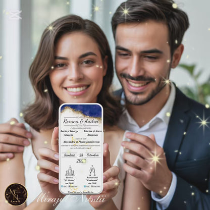 Invitație Online „Navy Gold Splendor” – Cod: CV.15
