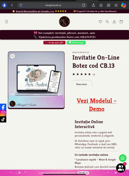 Invitatie On-Line Botez cod CB.13