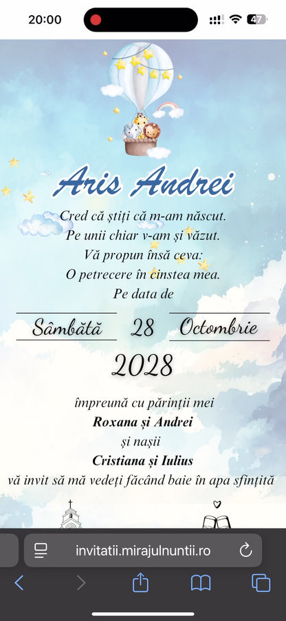 Invitatie On-Line Botez cod CB.12