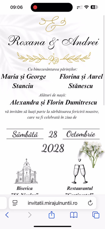 Invitatie On-Line Nunta cod CV.17