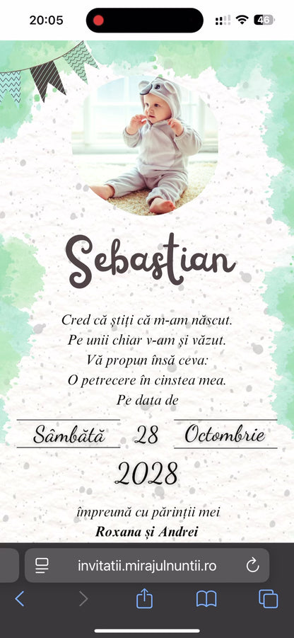 Invitatie On-Line Botez cod CB.10