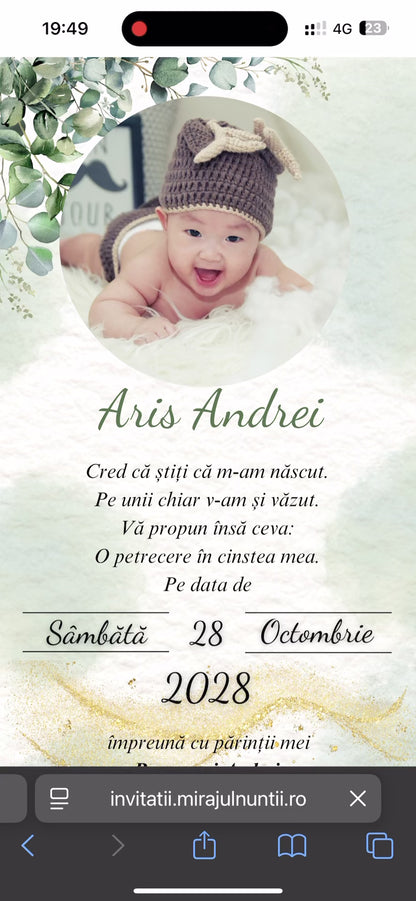 Invitatie On-Line Botez cod CB.17