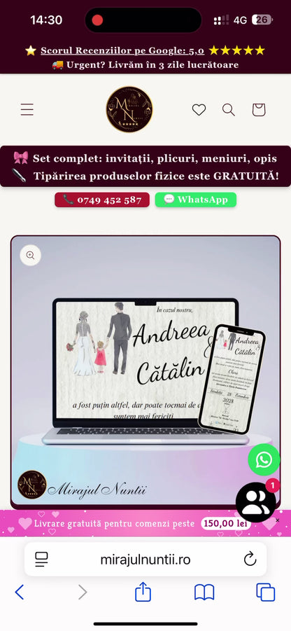 Invitatie On-Line Nuntă și Botez cod CB.22