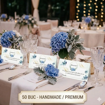 Set 50 buc. Plic de bani Nuntă Floral Albastru Elegant Tip Place Card C5 10005 Nuntă