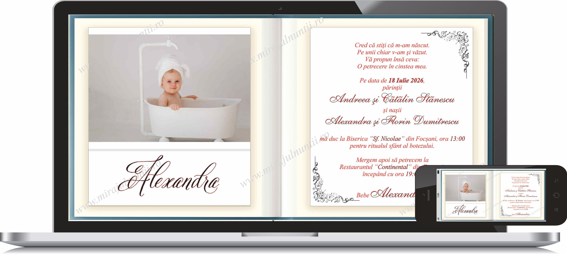 Invitatie BOTEZ Digitala - cod 6032 - Mirajul Nuntii
