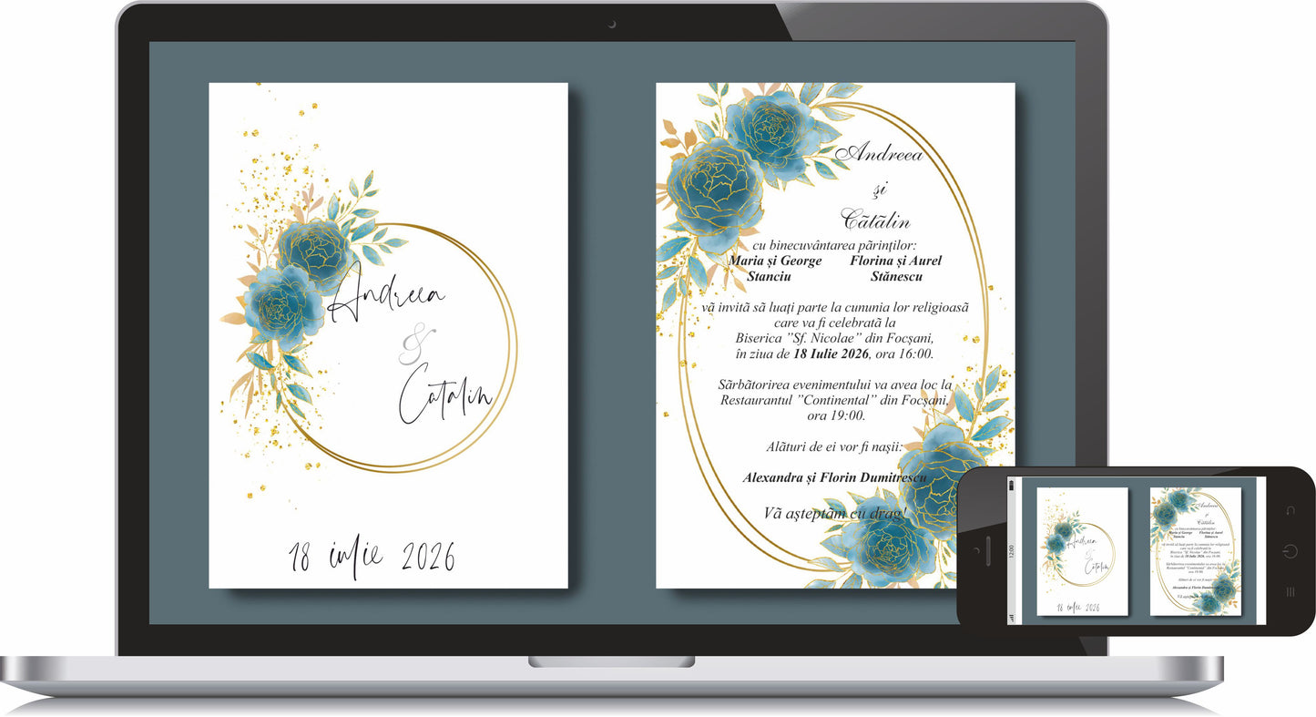 Invitatie NUNTA Digitala - cod 5044 - Mirajul Nuntii