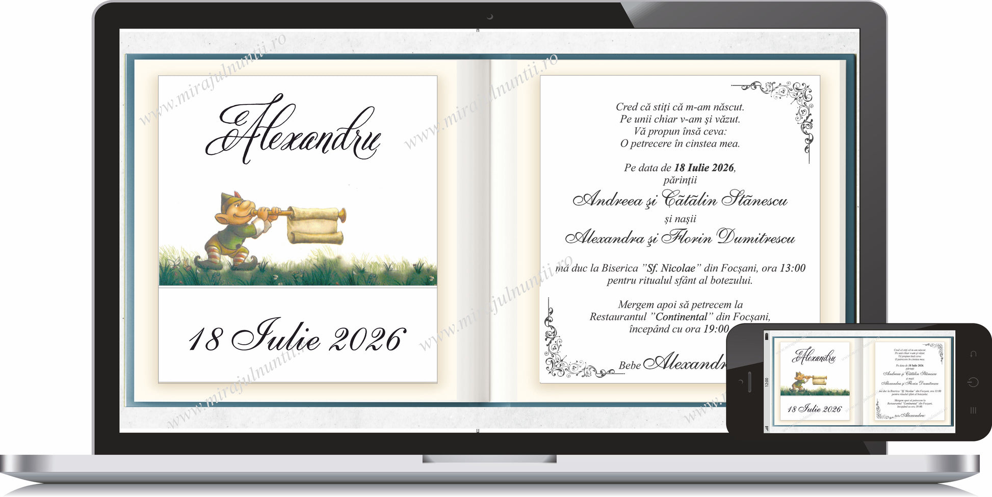 Invitatie BOTEZ Digitala - cod 7110 - Mirajul Nuntii